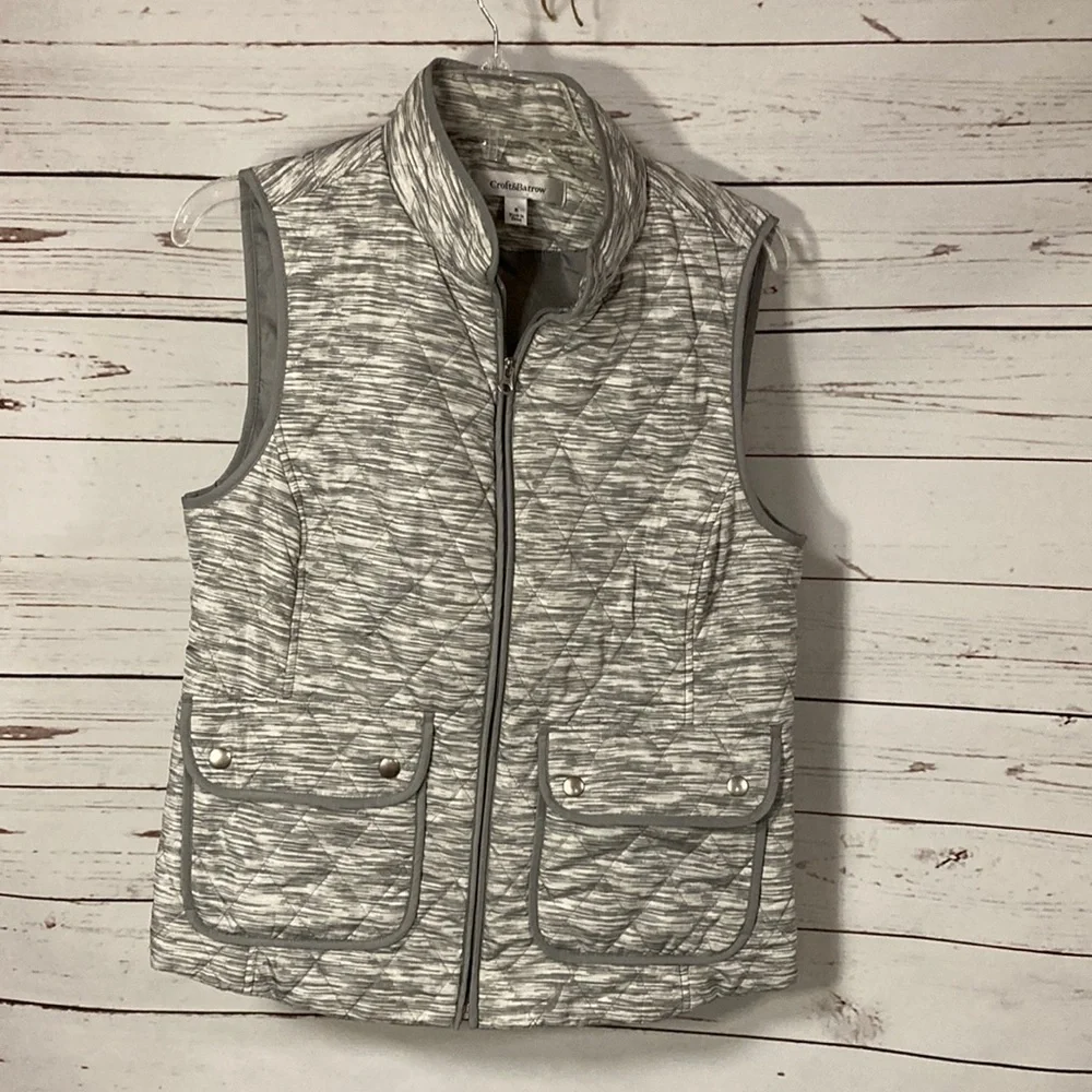 Quilted vest, Croft&Barrow, gray and white, 2 pockets - Picture 1 of 3
